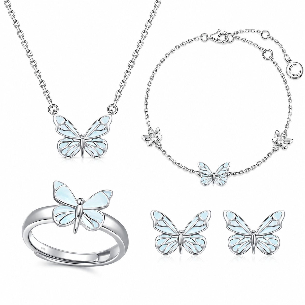 Conjunto Mariposa Iluminada (PLATA 925)
