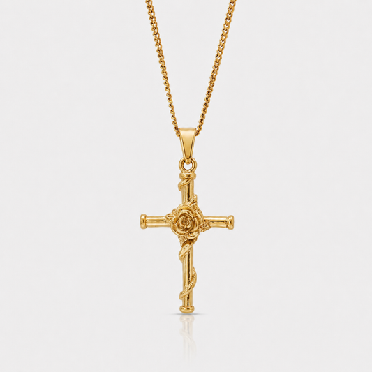 Colgante Cruz Rosas (ORO/PLATA)
