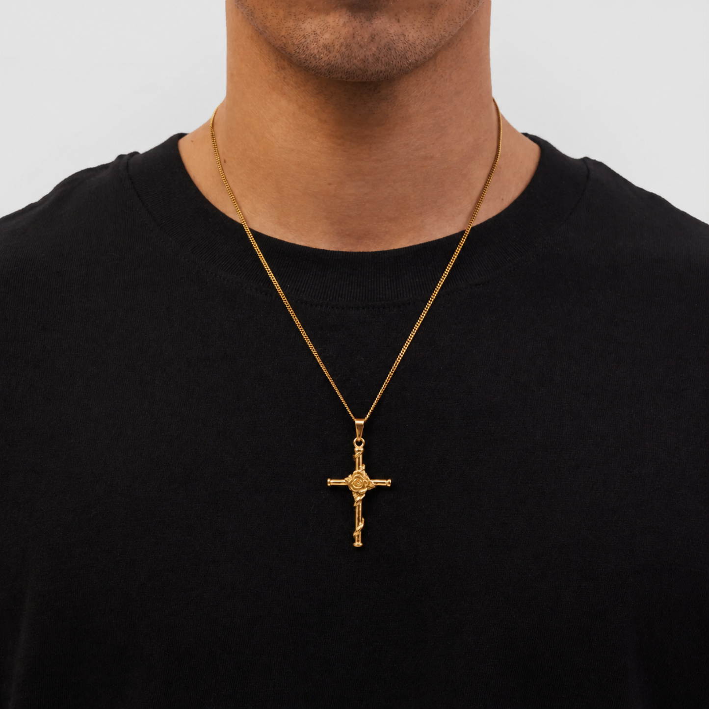 Colgante Cruz Rosas (ORO/PLATA)