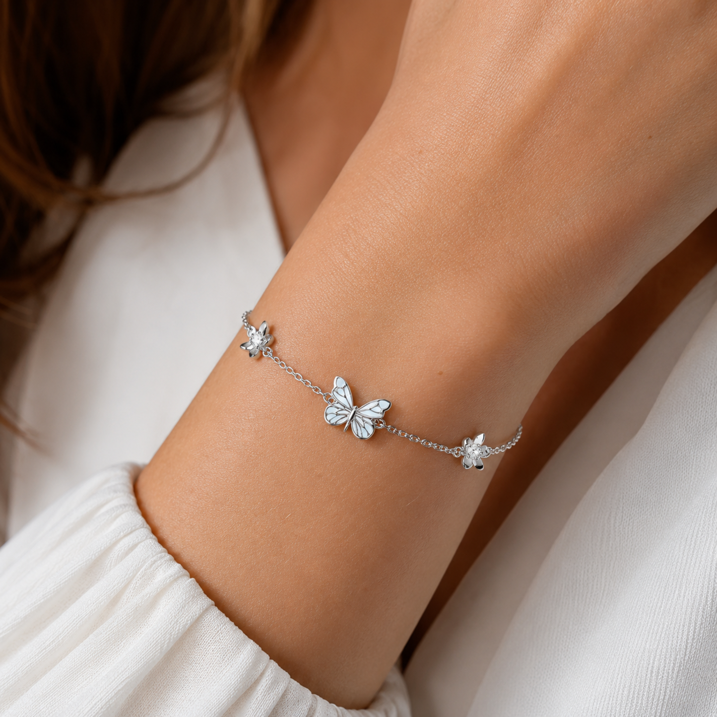 Pulsera Mariposa Iluminada (PLATA 925)