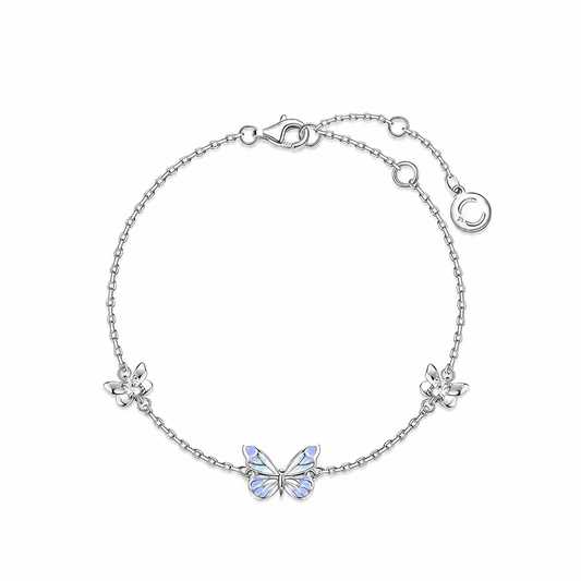 Pulsera Mariposa Iluminada Purpura (PLATA 925)