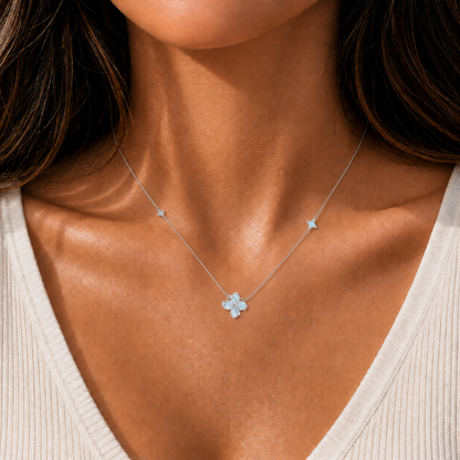 Cadena Trebol Iluminada (PLATA 925)
