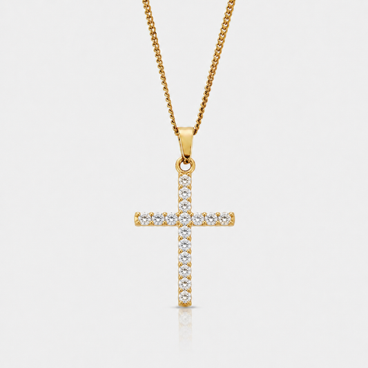 Colgante Cruz Clasica Diamantes (ORO/PLATA)