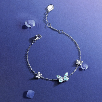 Pulsera Mariposa Iluminada Purpura (PLATA 925)
