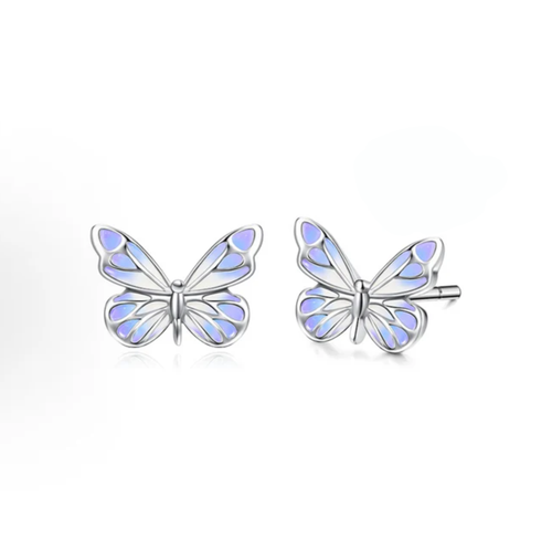 Pendientes Mariposas Iluminadas Purpuras (PLATA 925)