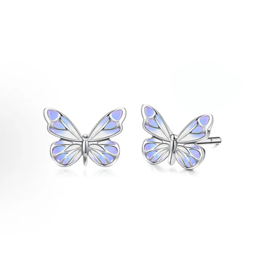 Pendientes Mariposas Iluminadas Purpuras (PLATA 925)