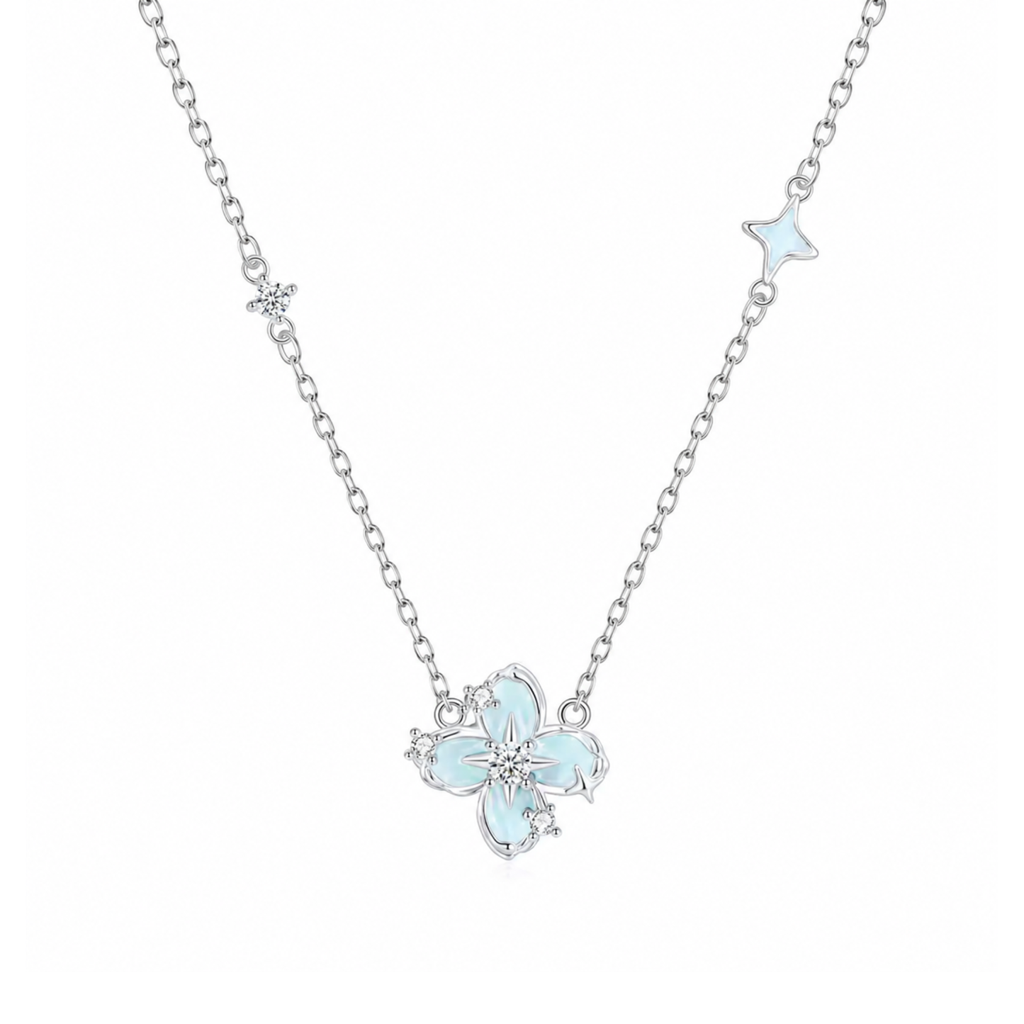 Cadena Trebol Iluminada (PLATA 925)